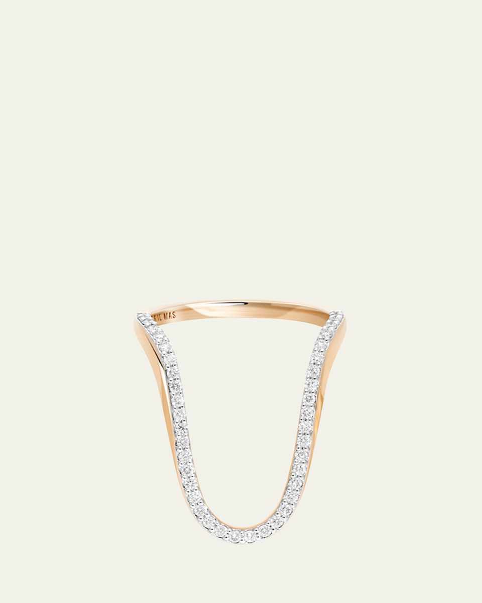 18K Rose Gold Radiant Half Pave Diamond Ring